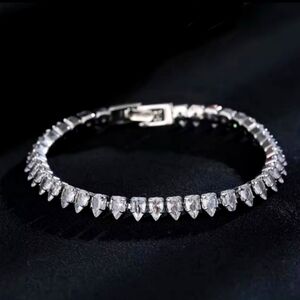 Swarovski Elements White Gold Plated Teardrop Tennis Bracelet NEW